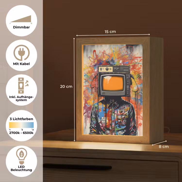 Televisie - Graffiti - Mens - Kleuren Light Box met kabel (Tafellamp) klein -USP_DE