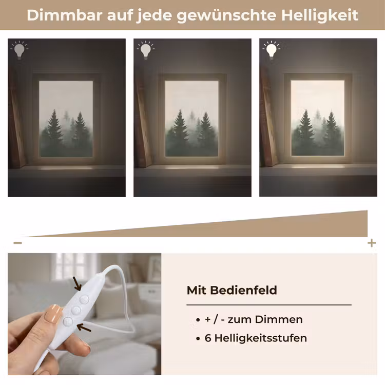Sparren - Bomen - Groen - Beige Light Box met kabel (Tafellamp) klein -USP_dimbaarDE