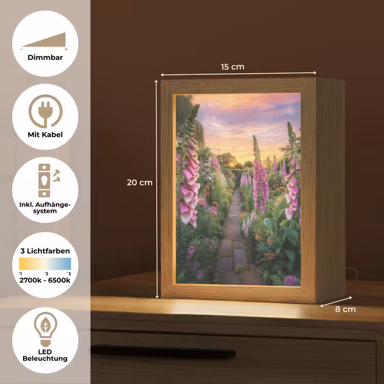 Vingerhoedskruid - Bloemen - Tuin Light Box met kabel (Tafellamp) klein -USP_DE