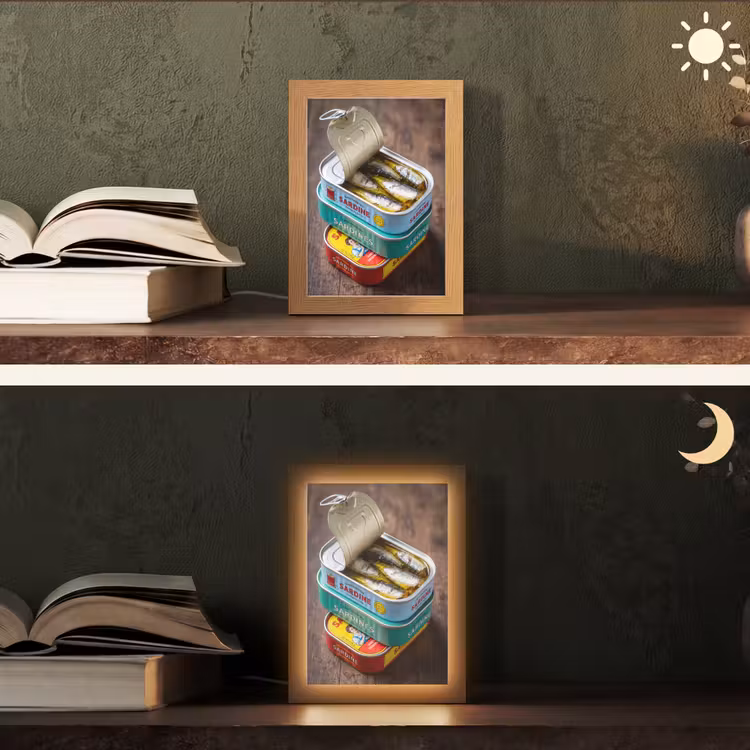 Tischlampe - Fisch – Dosen – Küche - Vis - Blikjes - Keuken Light Box met kabel (Tafellamp) klein