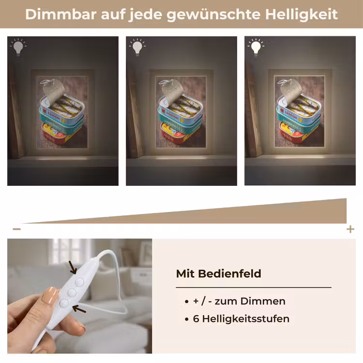 Tischlampe - Fisch – Dosen – Küche - Vis - Blikjes - Keuken Light Box met kabel (Tafellamp) klein