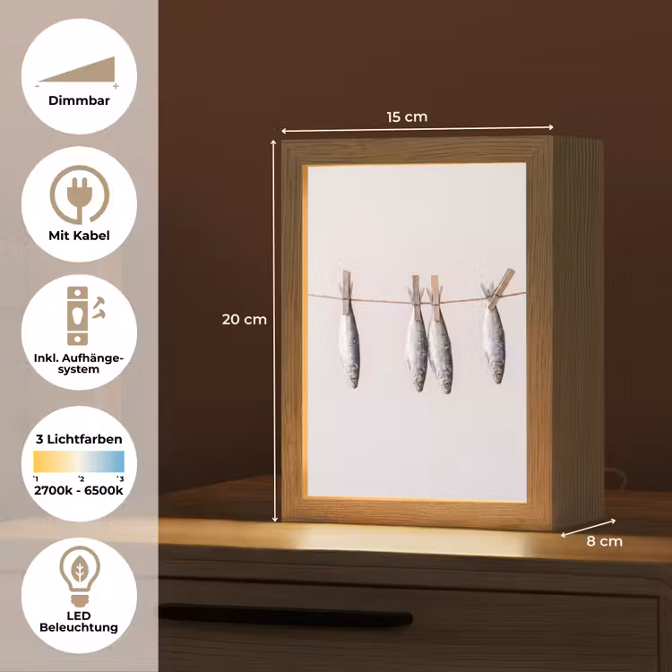Tischlampe - Fisch – Hängend – Essen - Vis - Hangend - Eten Light Box met kabel (Tafellamp) klein