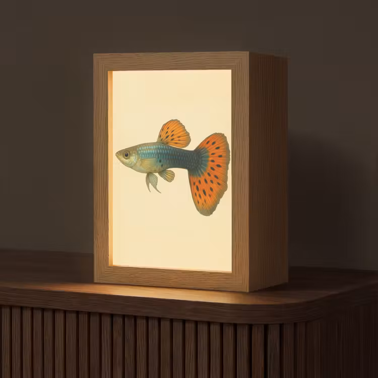 Vis - illustratie - Stippen - Oranje Light Box met kabel (Tafellamp) klein -z3d_website