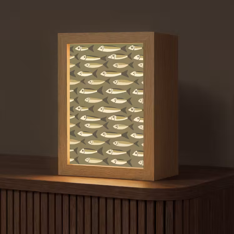 Vis - Patroon - Groen Light Box met kabel (Tafellamp) klein 925 -z3d_website