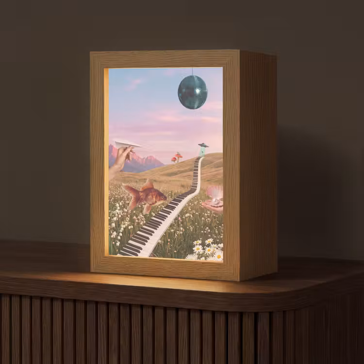 Tischlampe - Fisch – Natur – Abstrakt - Vis - Natuur - Abstract Light Box met kabel (Tafellamp) klein