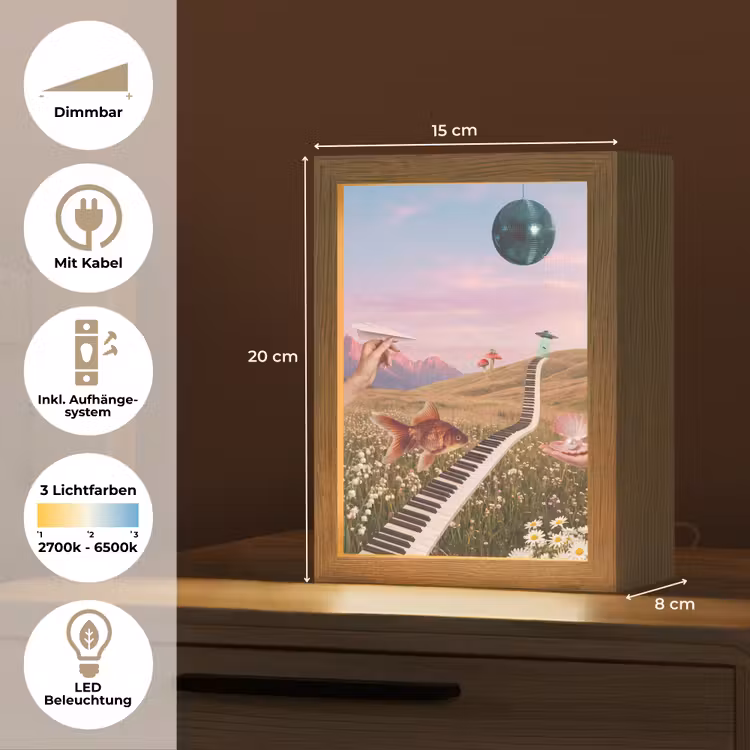 Tischlampe - Fisch – Natur – Abstrakt - Vis - Natuur - Abstract Light Box met kabel (Tafellamp) klein