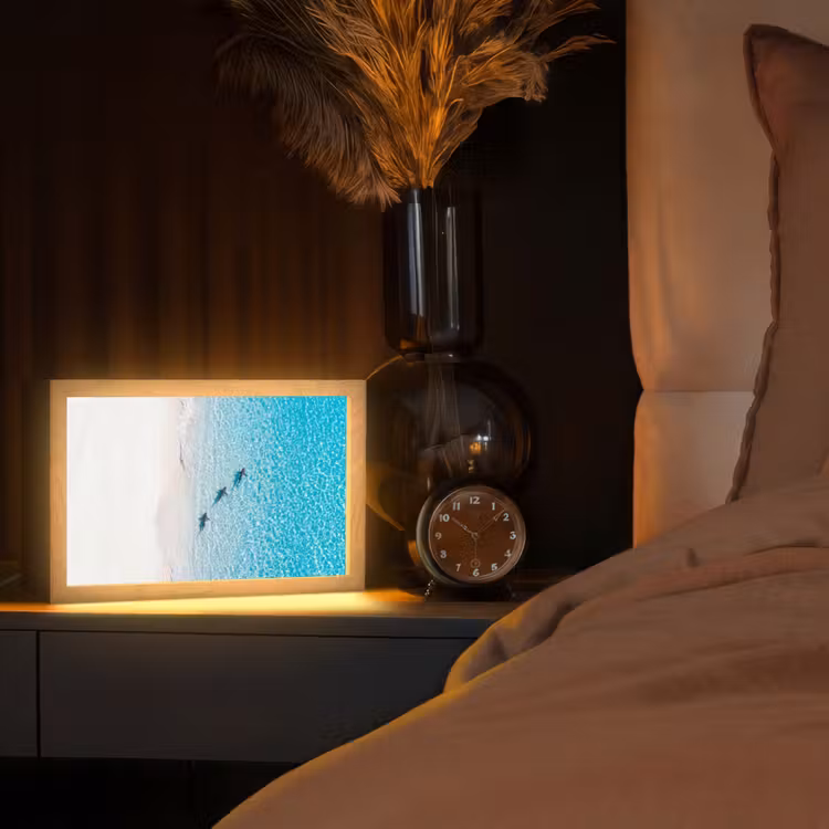 Vis - Oceaan - Strand - Turquoise - Natuur Light Box met kabel (Tafellamp) klein -sfeer1