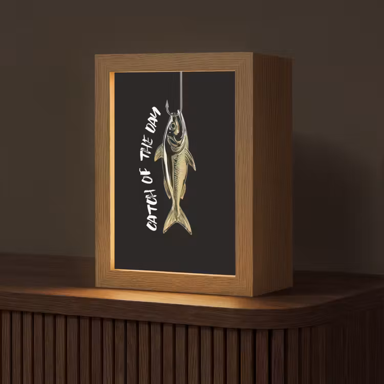 Vis - Zwart - Goud - Tekst Light Box met kabel (Tafellamp) klein -z3d_website