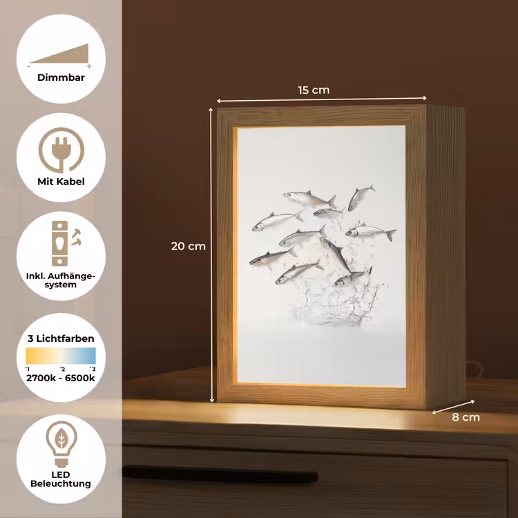 Vissen - Water - Wit Light Box met kabel (Tafellamp) klein -USP_DE