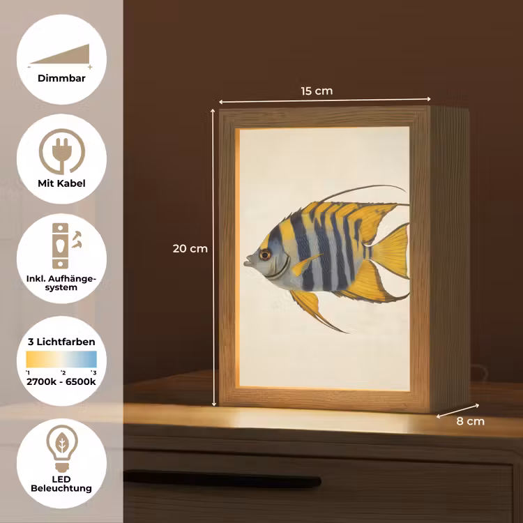 Vis - Sierlijk - Vinnen - Illustratie Light Box met kabel (Tafellamp) klein -USP_DE