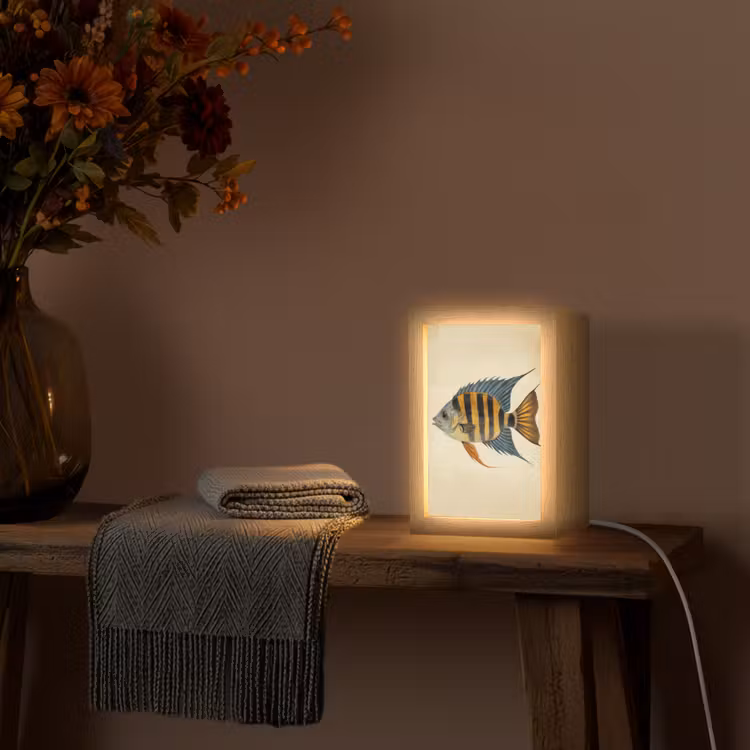 Vis - Tropisch - Strepen - Vinnen Light Box met kabel (Tafellamp) klein -sfeer4
