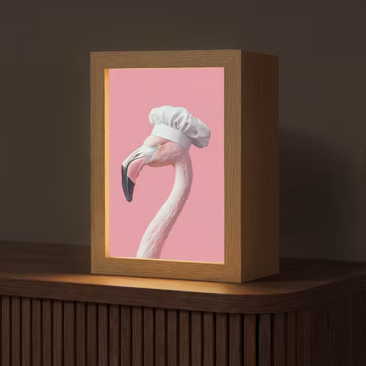 Flamingo - Roze - Koksmuts - Vogel Light Box met kabel (Tafellamp) klein -z3d_website