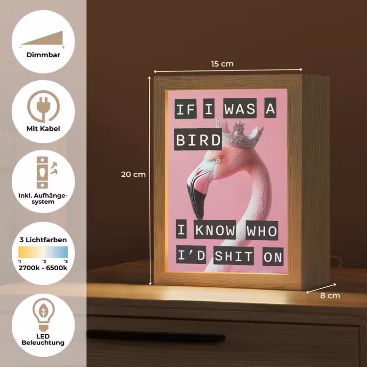 Flamingo - Roze - Vogel - Decoratie Light Box met kabel (Tafellamp) klein -USP_DE