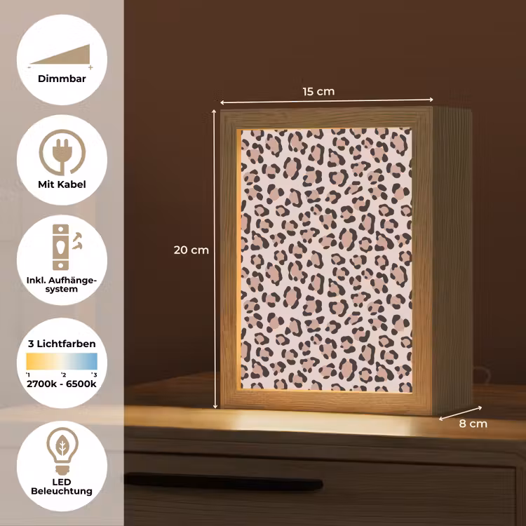 Vlekken - Beige - Luipaard Light Box met kabel (Tafellamp) klein 925 -USP_DE