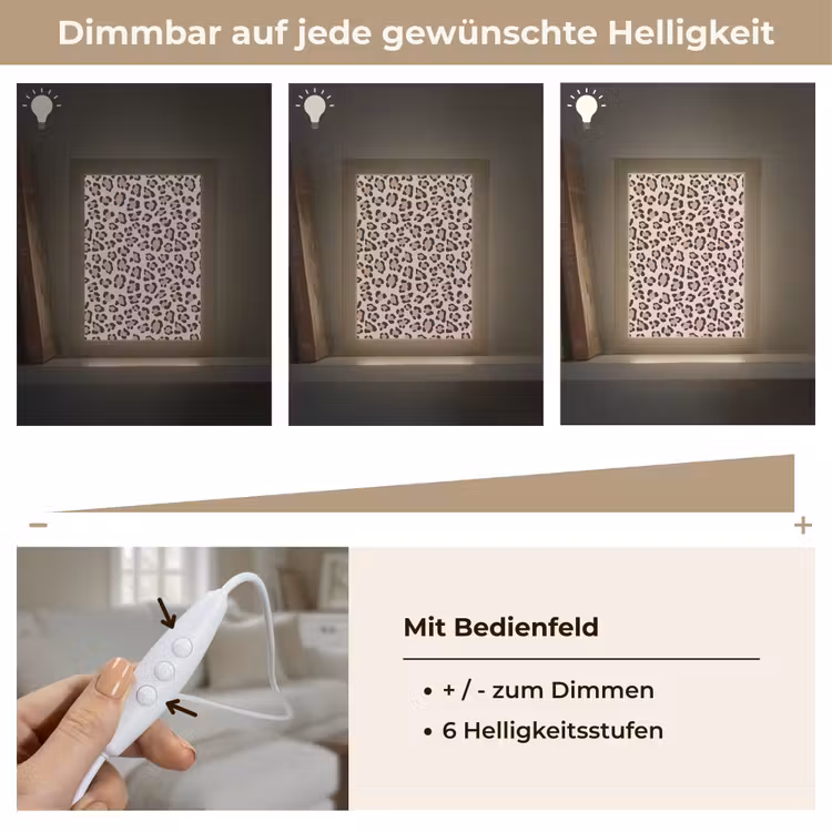 Vlekken - Beige - Luipaard Light Box met kabel (Tafellamp) klein 925 -USP_dimbaarDE