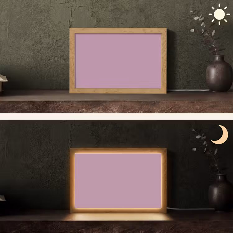 Lilac - Paars - Mauve Light Box met kabel (Tafellamp) klein 924 -sfeer3