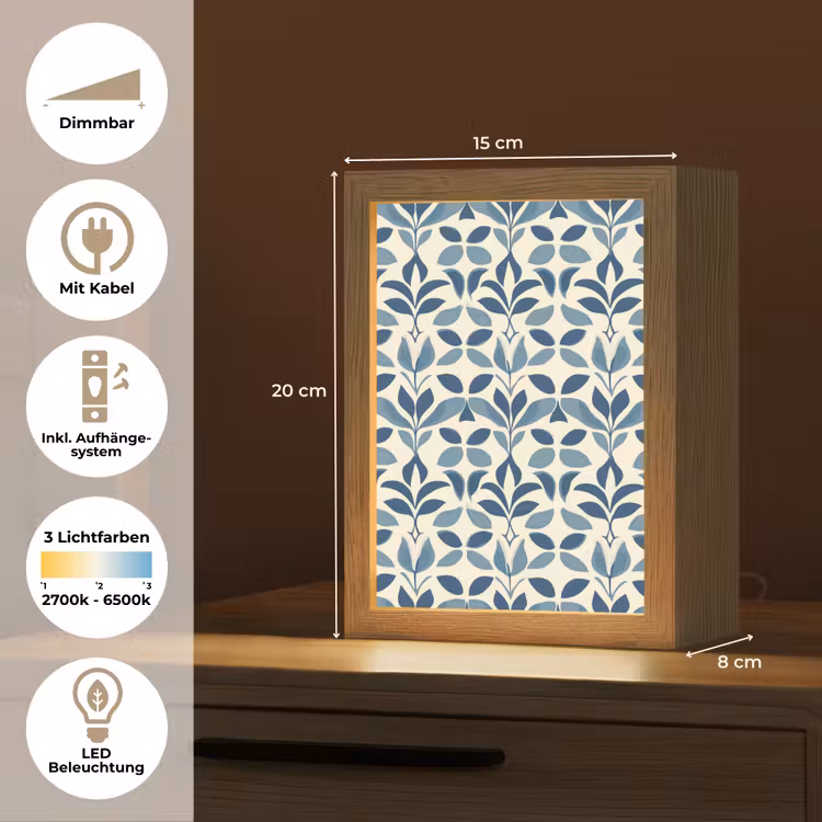 Flora - Modern - Blauw Light Box met kabel (Tafellamp) klein 925 -USP_DE
