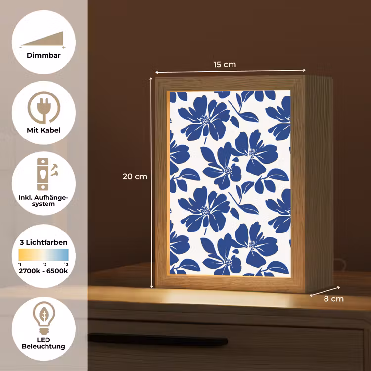 Floraal - Modern - Blauw Light Box met kabel (Tafellamp) klein 925 -USP_DE