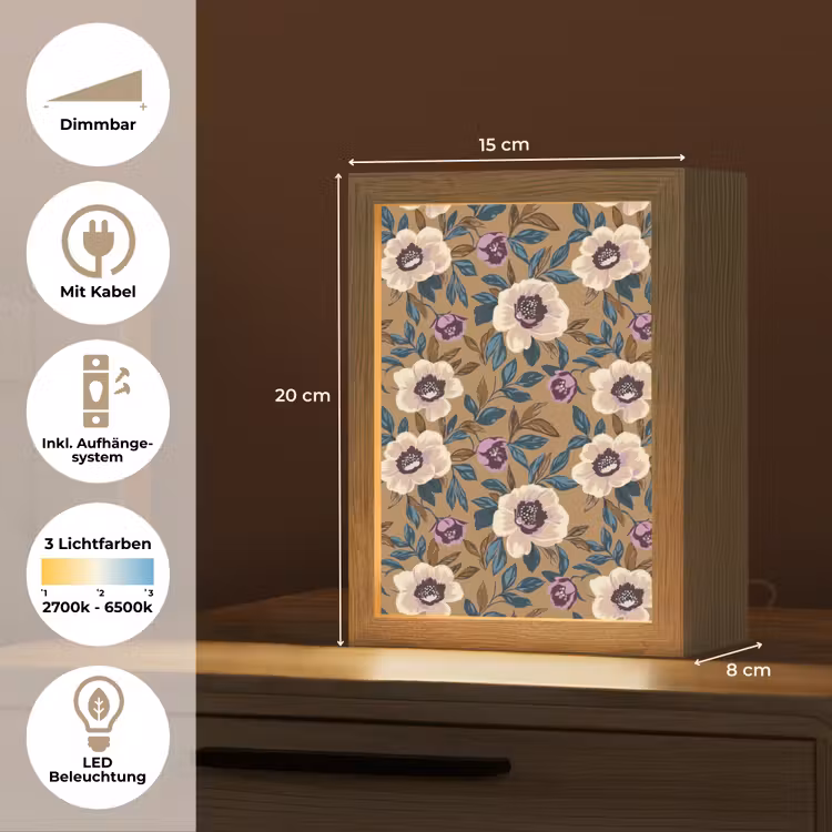 Floraal - Stilleven - Kleurrijk Light Box met kabel (Tafellamp) klein 925 -USP_DE