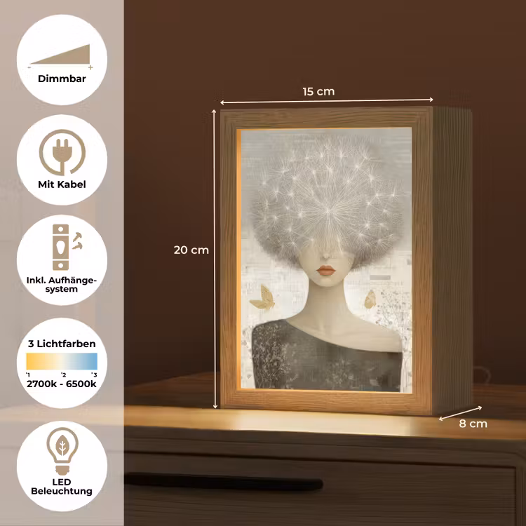 Pluis - Vrouw - Beige Light Box met kabel (Tafellamp) klein -USP_DE