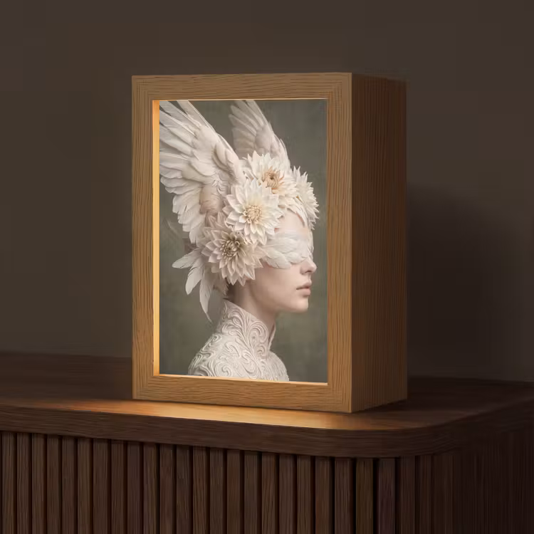 Vleugels - Vrouw - Wit Light Box met kabel (Tafellamp) klein -z3d_website