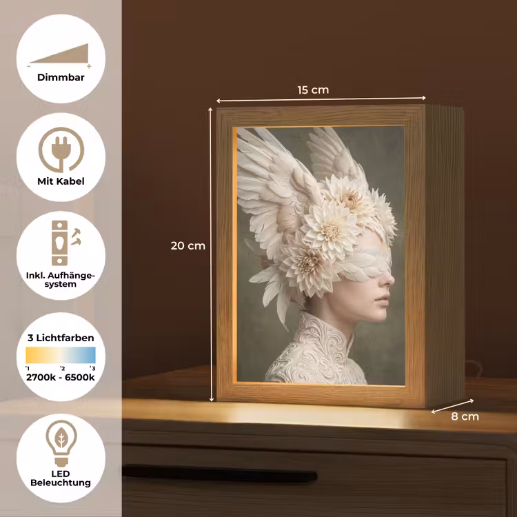Vleugels - Vrouw - Wit Light Box met kabel (Tafellamp) klein -USP_DE