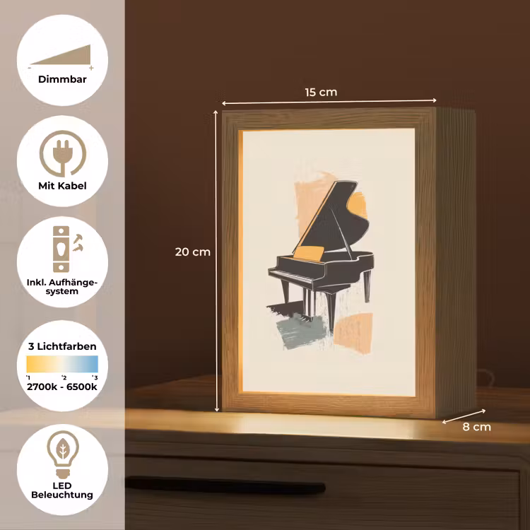 Vleugel - Zwart - Abstract - Illustratie Light Box met kabel (Tafellamp) klein -USP_DE