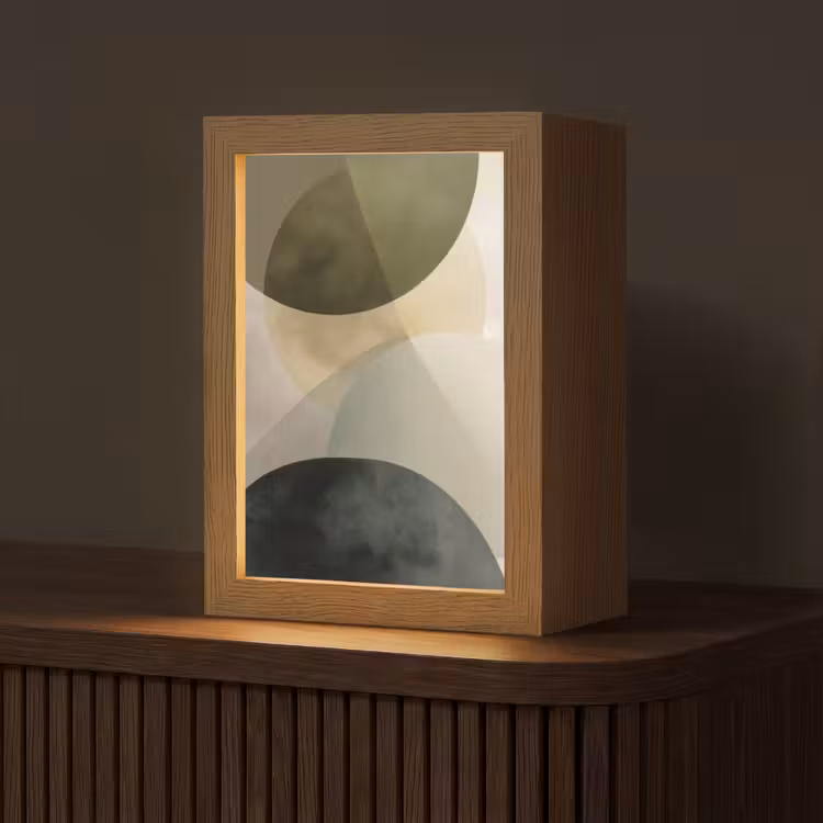 Vlakken - Abstract - Beige - Cirkels Light Box met kabel (Tafellamp) klein -z3d_website