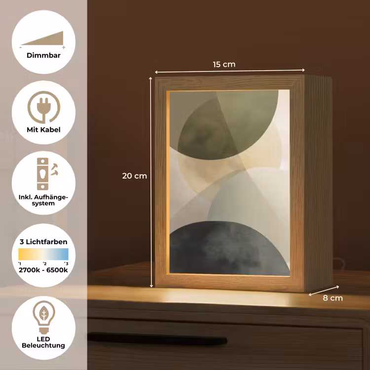 Vlakken - Abstract - Beige - Cirkels Light Box met kabel (Tafellamp) klein -USP_DE