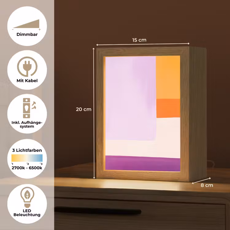 Vlakken - Abstract - Rechthoekig - Oranje Light Box met kabel (Tafellamp) klein -USP_DE