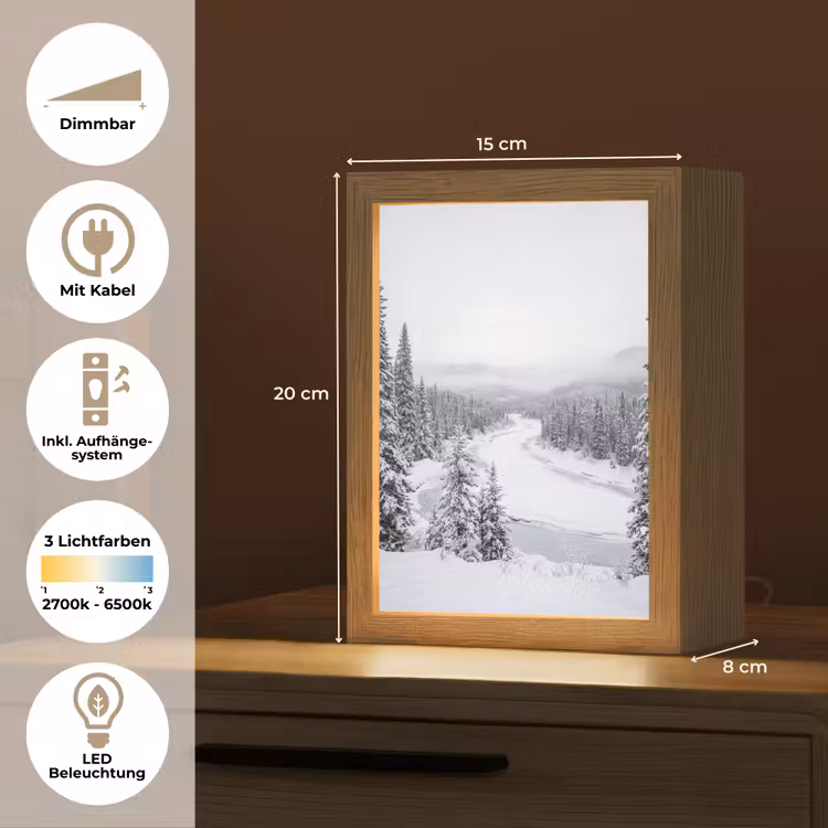 Rivier - Bevroren - Landschap - Winter Light Box met kabel (Tafellamp) klein -USP_DE