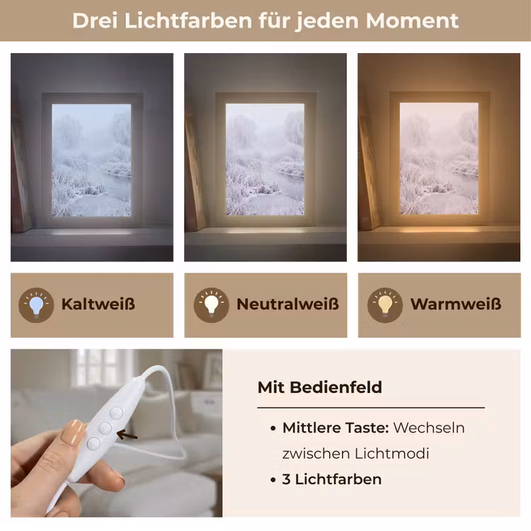 Rivier - Sneeuw - Bos - Winter - Schilderachtig Light Box met kabel (Tafellamp) klein -USP_lichtkleurDE