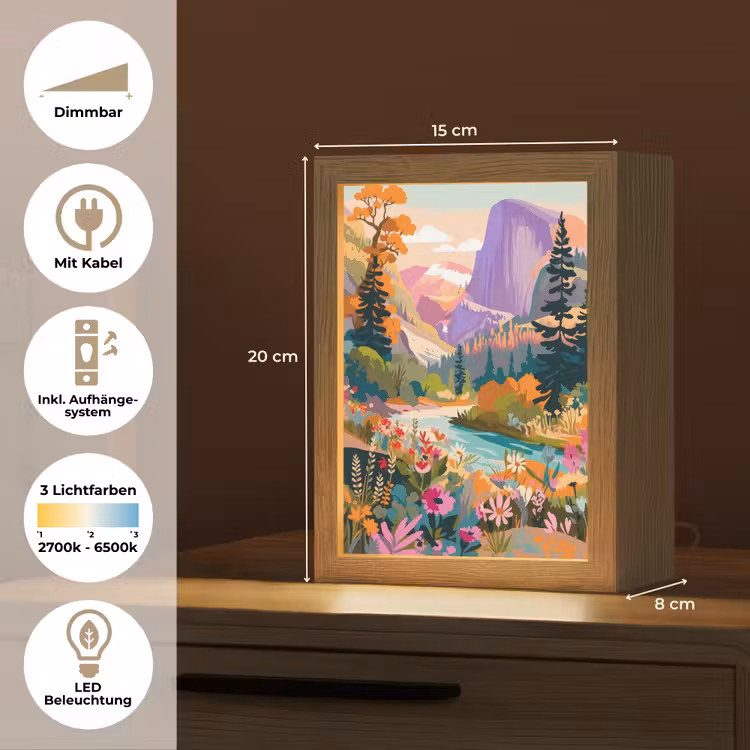 Rivier - Vallei vol bloemen - Levendig Light Box met kabel (Tafellamp) klein -USP_DE