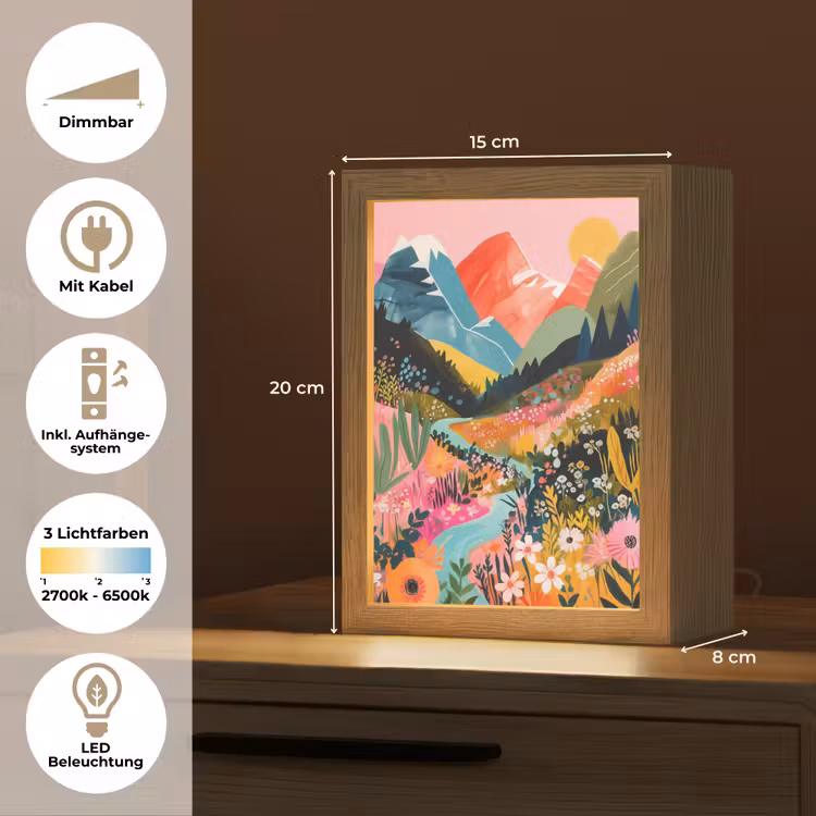 Rivier - Diepte - Bloemen Light Box met kabel (Tafellamp) klein -USP_DE