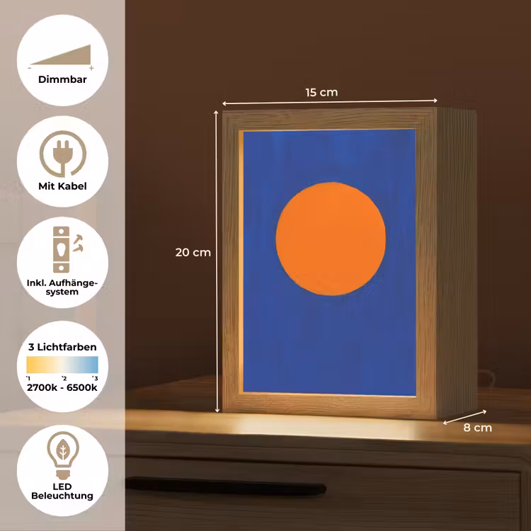 Vorm - Rond - Minimalistisch - Blauw Light Box met kabel (Tafellamp) klein -USP_DE