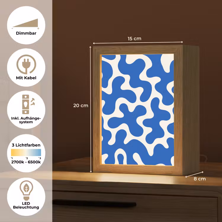 Vormen - Abstract - Blauw - Golven Light Box met kabel (Tafellamp) klein -USP_DE