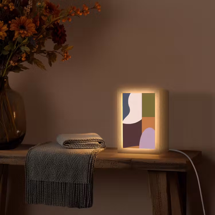 Vormen - Abstract - Kleuren - Vierkant Light Box met kabel (Tafellamp) klein -sfeer4