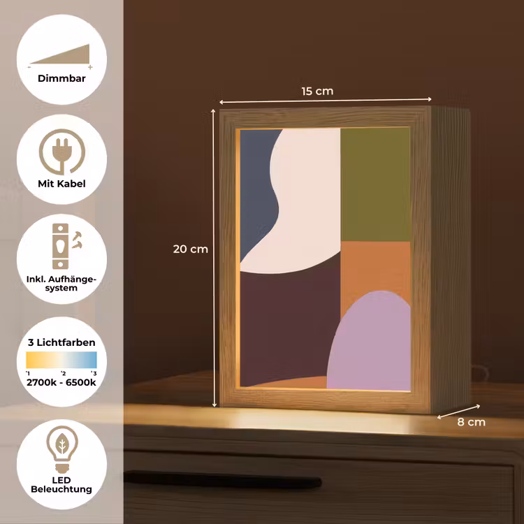 Vormen - Abstract - Kleuren - Vierkant Light Box met kabel (Tafellamp) klein -USP_DE