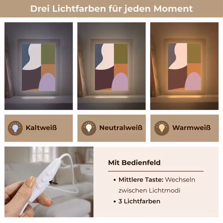 Vormen - Abstract - Kleuren - Vierkant Light Box met kabel (Tafellamp) klein -USP_lichtkleurDE