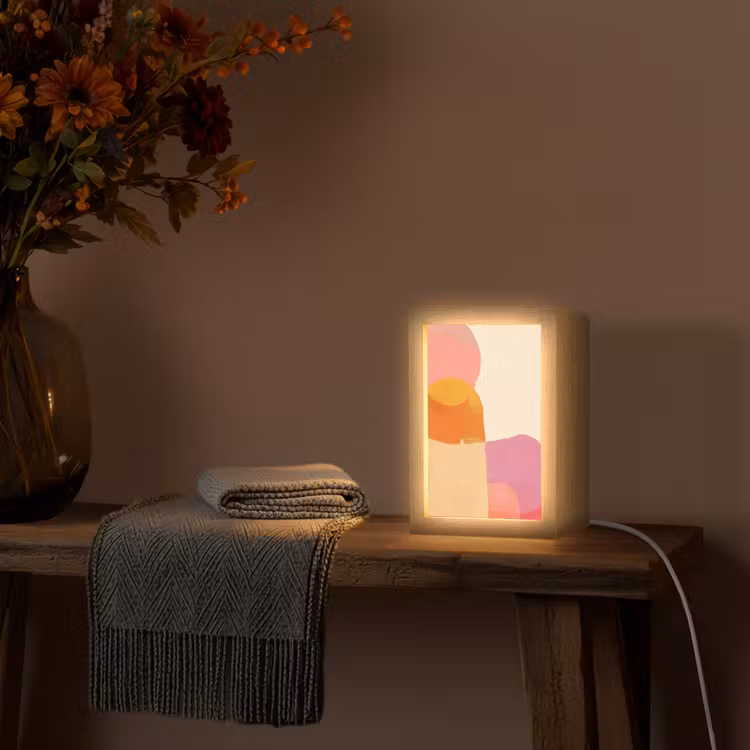 Vormen - Abstract - Kleurrijk Light Box met kabel (Tafellamp) klein -sfeer4