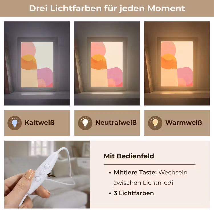 Vormen - Abstract - Kleurrijk Light Box met kabel (Tafellamp) klein -USP_lichtkleurDE
