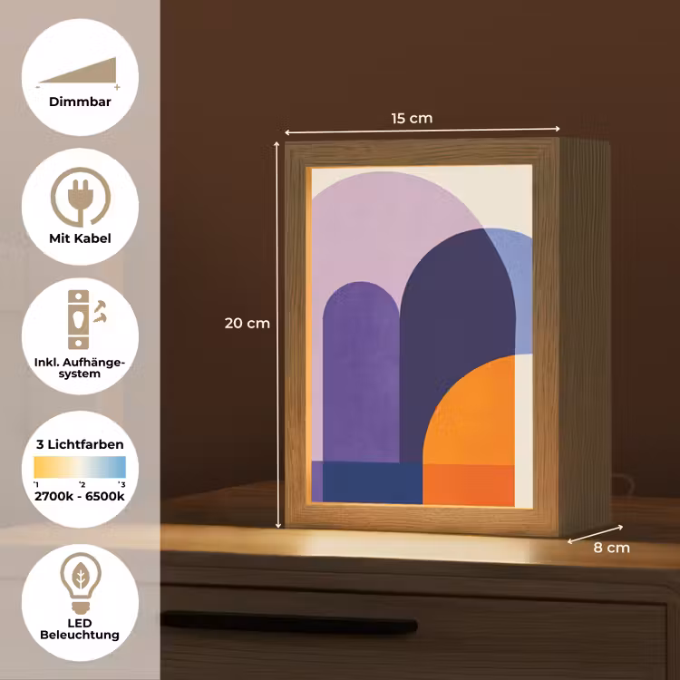 Vormen - Abstract - Grafisch - Oranje Light Box met kabel (Tafellamp) klein -USP_DE