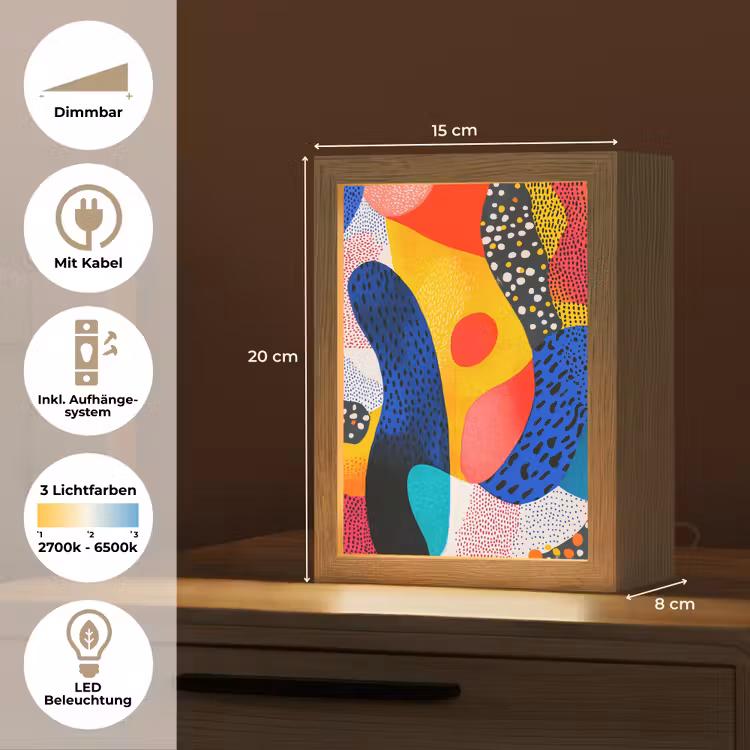 Vormen - Abstract - Stippels - Blauw Light Box met kabel (Tafellamp) klein -USP_DE