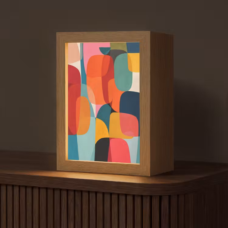 Vormen - Kleurrijk - Abstract - Vlakken Light Box met kabel (Tafellamp) klein -z3d_website