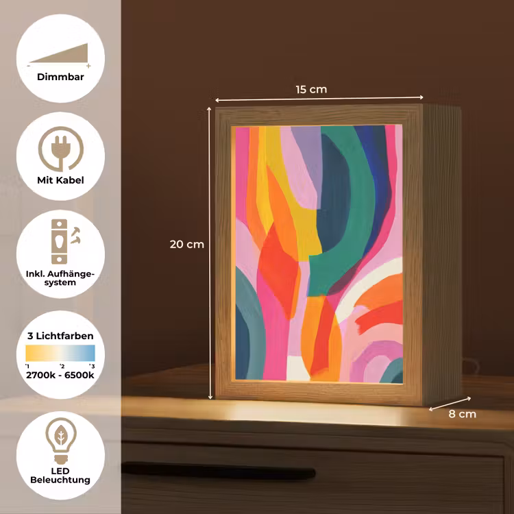 Vormen - Golvend - Abstract - Felroze Light Box met kabel (Tafellamp) klein -USP_DE