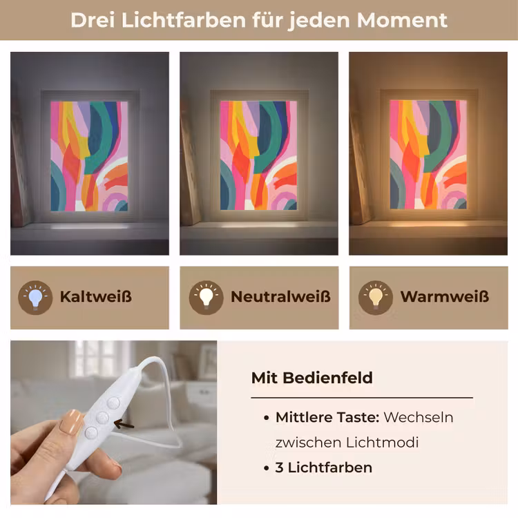 Vormen - Golvend - Abstract - Felroze Light Box met kabel (Tafellamp) klein -USP_lichtkleurDE