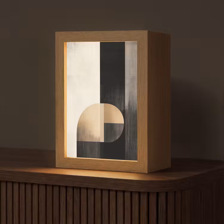Vormen - Modern - Zwart Light Box met kabel (Tafellamp) klein -z3d_website