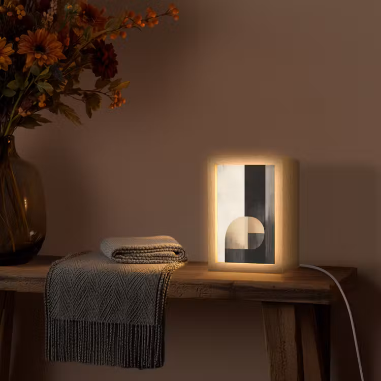 Vormen - Modern - Zwart Light Box met kabel (Tafellamp) klein -sfeer4
