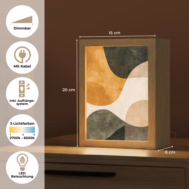 Vormen - Okergeel - Abstract Light Box met kabel (Tafellamp) klein -USP_DE