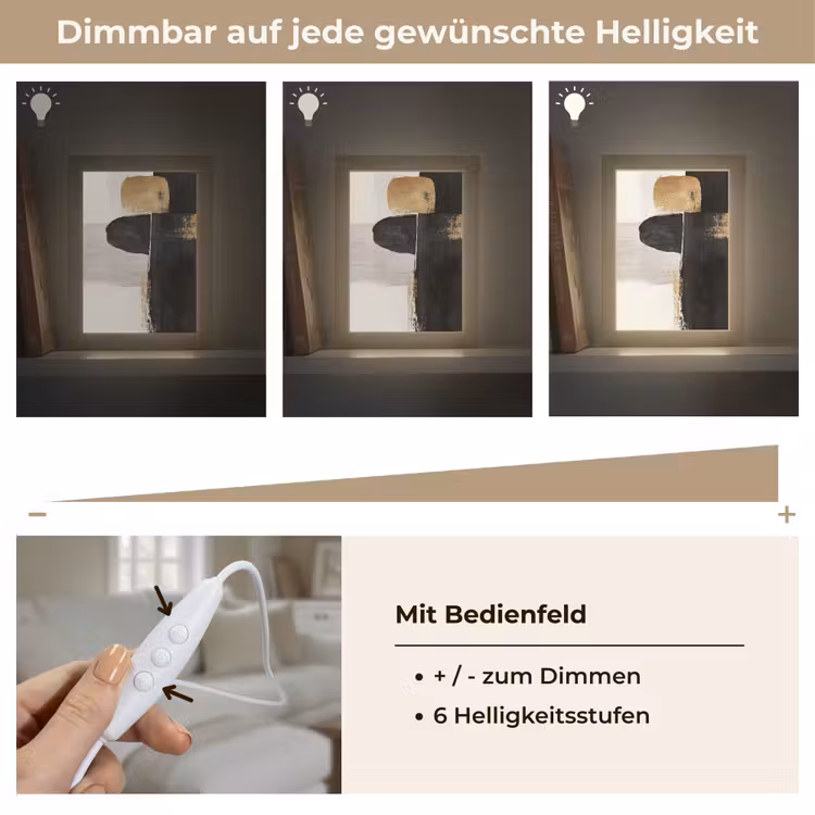 Vormen - Penseelstreken - Abstract - Goud Light Box met kabel (Tafellamp) klein -USP_dimbaarDE